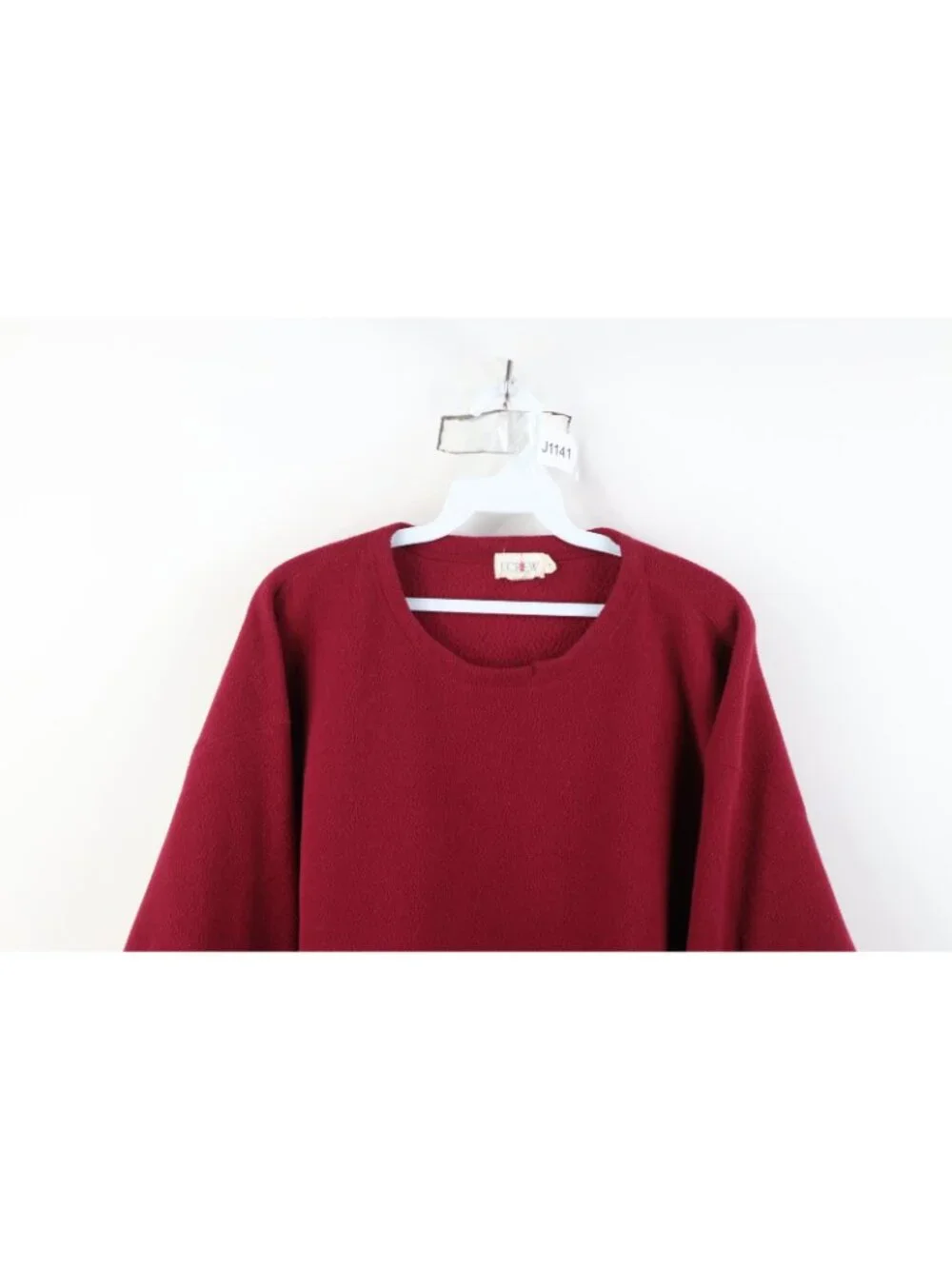 Vintage 90s J Crew Mens Size Large Faded Blank Boxy Fit Fleece Sweater Red USA